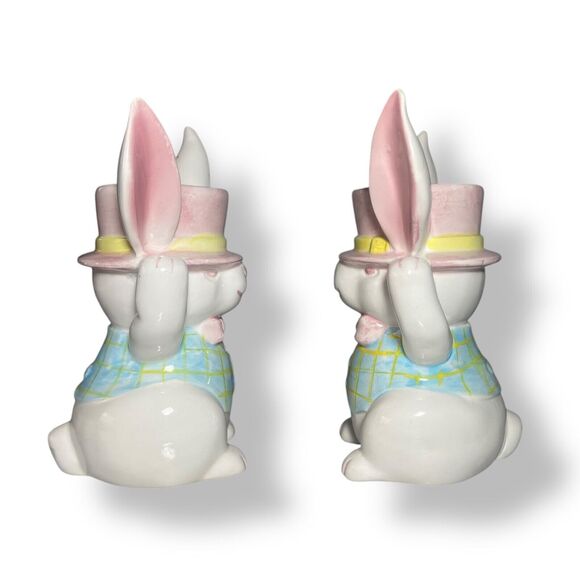 Midwest Lot of 2 Easter Bunny Rabbit Egg Cups Holders Vintage Ceramic Figurines - Picture 3 of 10